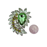 Peacock Train Shaped Rhinestone Burst Brooch Pin - 14 Colors (06233)(2.25x2.5in)