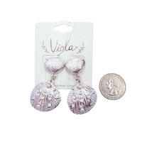 Clamshell & Multi-Pearl Dangle Earrings in Silver or Gold (1x1.5in)