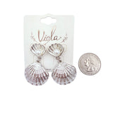 Clamshell & Pearl Dangle Earrings in Silver or Gold (1x1.5in)