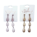 Cowrie Shell Dangle Earrings in Silver or Gold (0.4x2.25in)