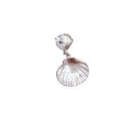Clamshell & Pearl Dangle Earrings in Silver or Gold (1x1.5in)