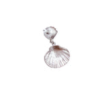 Clamshell & Pearl Dangle Earrings in Silver or Gold (1x1.5in)