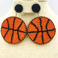 Basketball Seed Bead Earrings - Beaded (2x2.75)