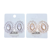 Rhinestone & Cubic Zirconia Flower Shaped Stud Earrings in Silver or Gold (1x1.25in)