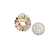 Rhinestone & Cubic Zirconia Wreath Shaped Earrings in Silver or Gold (1.25x1.25in)