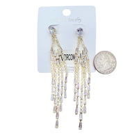 10mm Cubic Zirconia Stud Chandelier Earrings in Silver or Gold (0.75x3.5in)