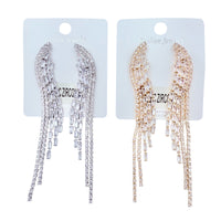 5 Strand Cubic Zirconia & Rhinestone Chandelier Earrings in Silver or Gold (0.5x4in)