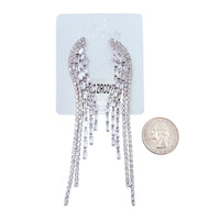 5 Strand Cubic Zirconia & Rhinestone Chandelier Earrings in Silver or Gold (0.5x4in)