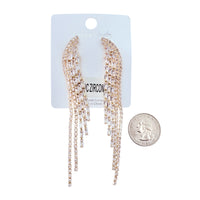 5 Strand Cubic Zirconia & Rhinestone Chandelier Earrings in Silver or Gold (0.5x4in)