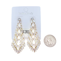 Rhinestone & Cubic Zirconia Chandelier Earrings in Silver or Gold (1 inx2.5in)