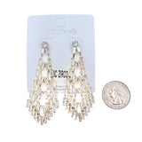 Rhinestone & Cubic Zirconia Chandelier Earrings in Silver or Gold (1 inx2.5in)