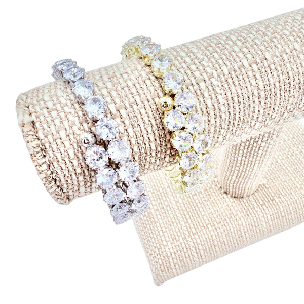 5mm Round Cubic Zirconia Memory Wire Bracelet