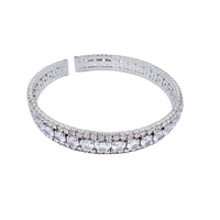 Cubic Zirconia & Rhinestone 3 Row Memory Wire Bracelet