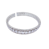 Cubic Zirconia & Rhinestone 3 Row Memory Wire Bracelet