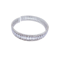 Emerald Cut Cubic Zirconia & Rhinestones Memory Wire Bracelet