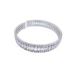 Emerald Cut Cubic Zirconia & Rhinestones Memory Wire Bracelet