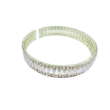 Emerald Cut Cubic Zirconia & Rhinestones Memory Wire Bracelet