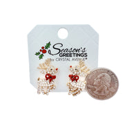 Moving Legs Reindeer Christmas Bow Earrings (0.6x1.0in)