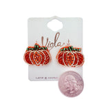 Pumpkin Stud Beaded Earrings (0.75x1in)
