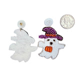 Ghost Wearing Witch Hat Beaded Earrings (2x2.75in)