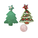 Christmas Tree Star Topper Beaded Earrings (1.75x2.6in)