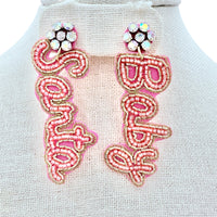 "Santa Baby" Christmas Themed Beaded Earrings (0.8x2.75in)