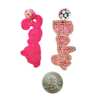 "Santa Baby" Christmas Themed Beaded Earrings (0.8x2.75in)
