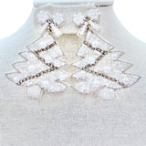 White Christmas Tree Beaded Earrings (2x2.75in)