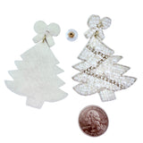 White Christmas Tree Beaded Earrings (2x2.75in)