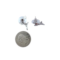 Silver Plated Brass Reindeer Christmas Earrings (0.6x0.6in)