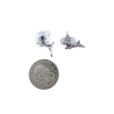 Silver Plated Brass Reindeer Christmas Earrings (0.6x0.6in)
