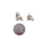 Gold Plated Brass Red Nose Reindeer Christmas Earrings (0.5x0.6in)