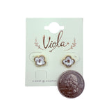 Clover Quatrefoil Stud Earrings in Clear or Black (0.4x0.4in)