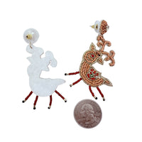 Reindeer Christmas Themed Beaded Earrings (1.25x2.5in)