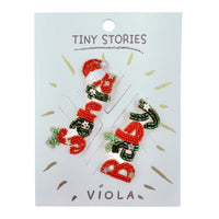 Santa Baby Christmas Themed Beaded 2 Brooch Pin Set