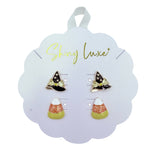 Witch's Hat & Candy Corn Halloween Themed Stud Earrings