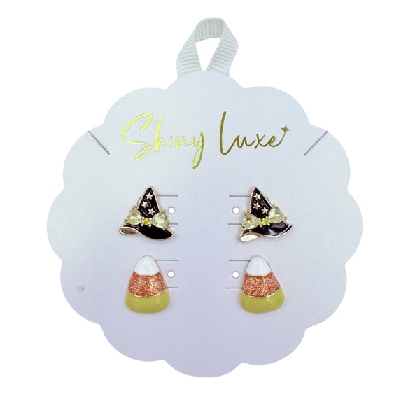 Witch's Hat & Candy Corn Halloween Themed Stud Earrings