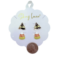 Witch's Hat & Candy Corn Halloween Themed Stud Earrings