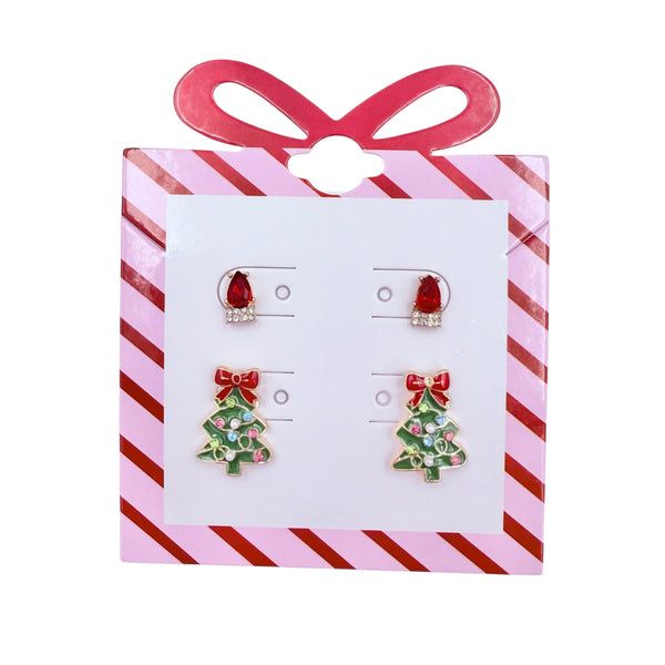 Christmas Tree & Candle Post Stud Earrings