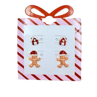 Gingerbread Man & House Christmas Themed Post Stud Earrings