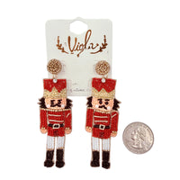 Christmas Nutcracker Beaded Earrings (1x3in)
