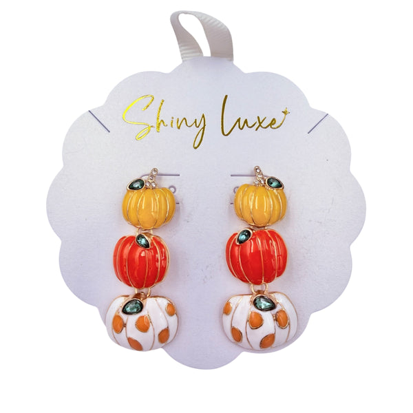 Pumpkin 3-Tiered Post Dangle Earrings