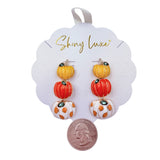 Pumpkin 3-Tiered Post Dangle Earrings