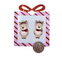 Reindeer Christmas Themed Post Dangle Earrings