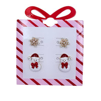 Snowflake and Snowman Christmas Themed Post Stud Earrings
