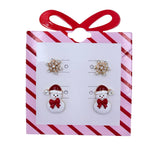 Snowflake and Snowman Christmas Themed Post Stud Earrings