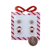 Snowflake and Snowman Christmas Themed Post Stud Earrings