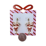 Santa in Wine Glass Christmas Themed Post Dangle Earrings