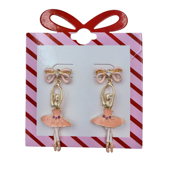 Ballerina Ballet Dance Themed Post Dangle Earrings