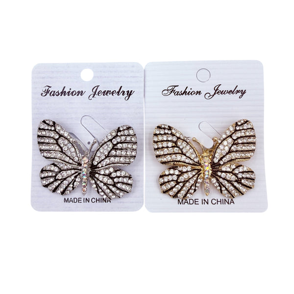 Crystal Butterfly Pin Brooch (P1146) (1.5Wx1.75Lin)
